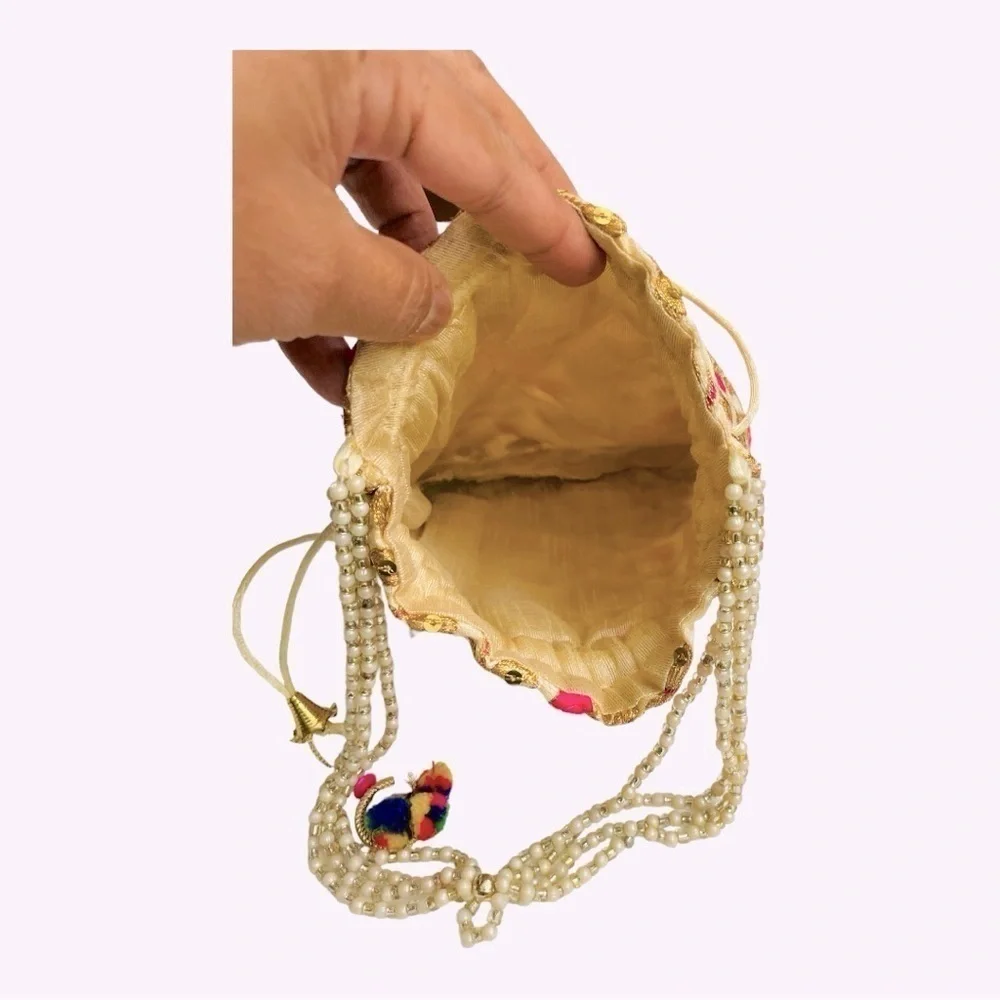 Royal Gold Zari Potli Bag. Wedding purse, evening purse, prom purse
